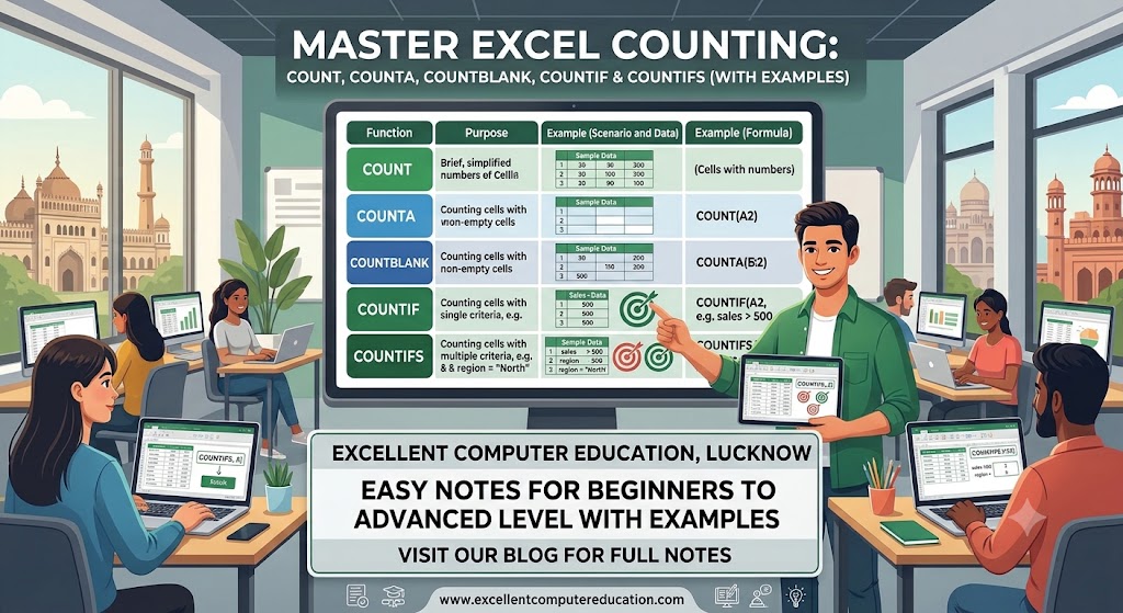 Excel COUNT, COUNTA, COUNTBLANK, COUNTIF and COUNTIFS Functions with Examples