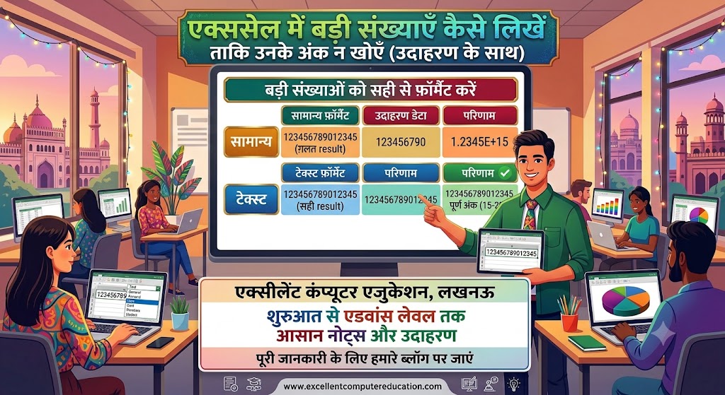How to Enter Large Numbers in Excel Without Losing Digits in Hindi?