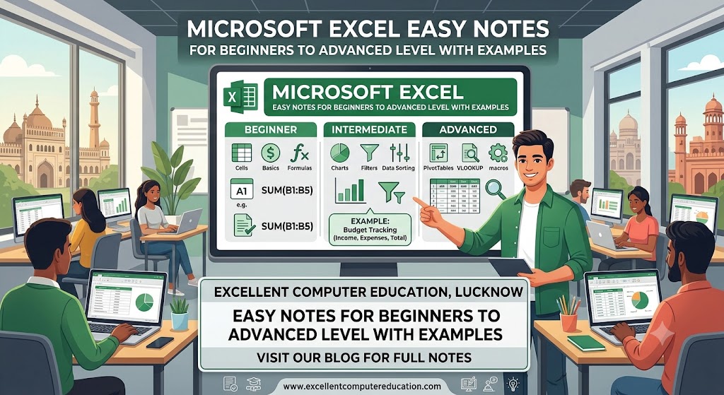 Microsoft Excel Easy Notes for Beginners to Advanced Level with Example